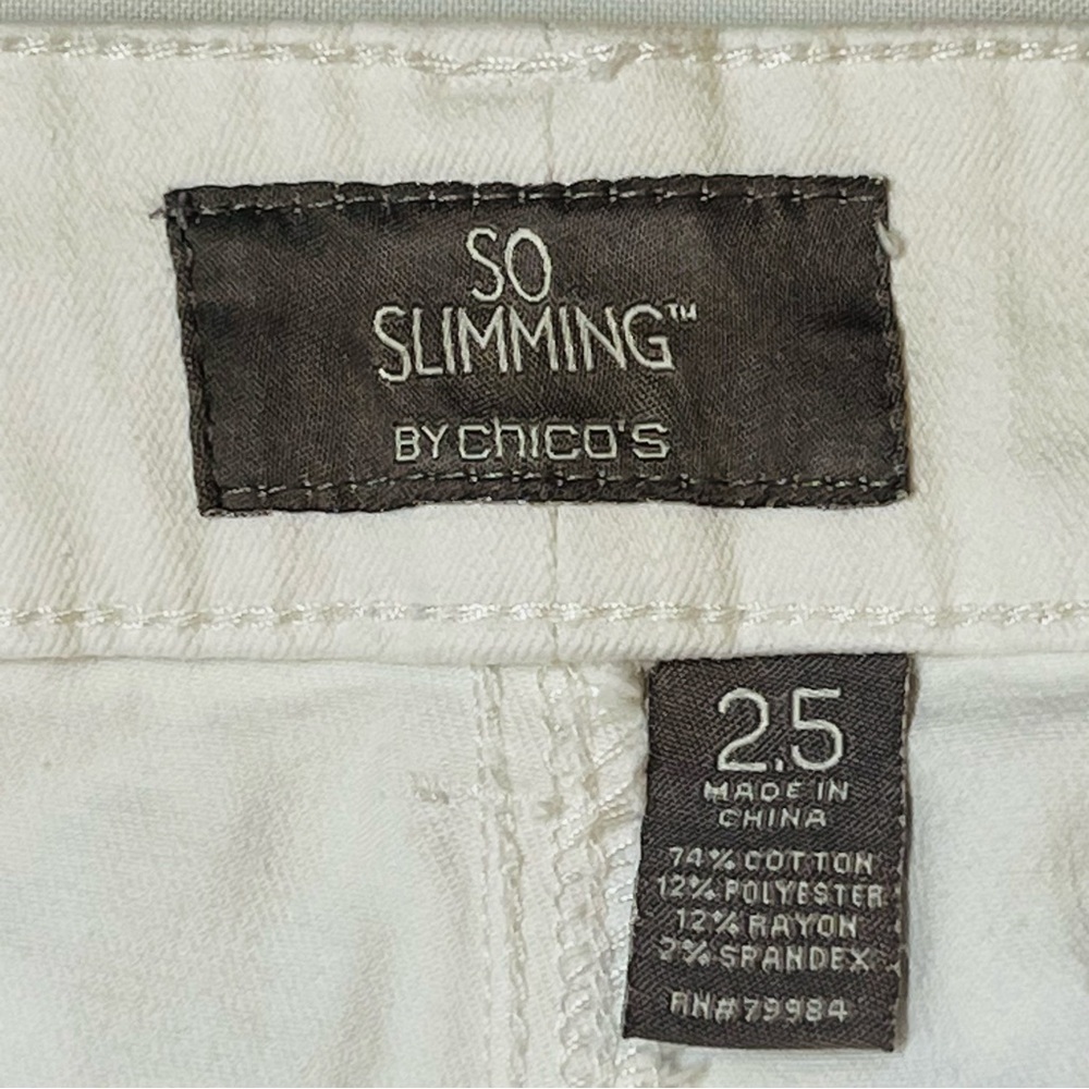 Chico’s So Slimming Jeans White Sz 2.5 Reg Sz 14 Crop - Picture 5 of 14